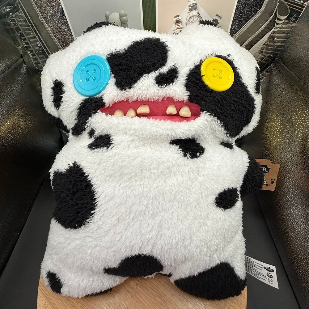 ZURU BIGG FUGGLER Fugg GapTooth McGoo 18" Cow Plush Spin Master Black/White NEW
